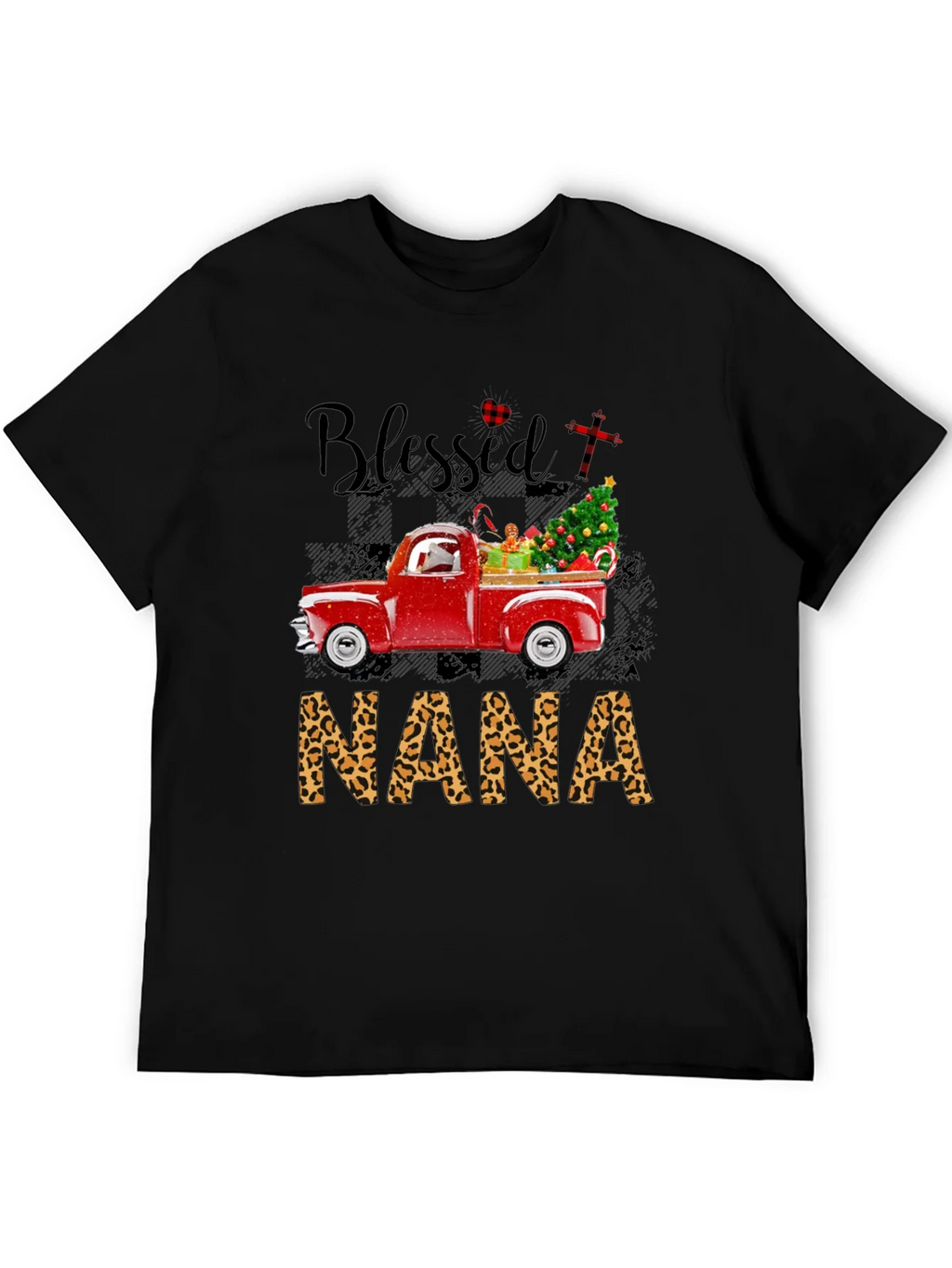 Blessed Nana Leopard Print Christmas Truck T-Shirt