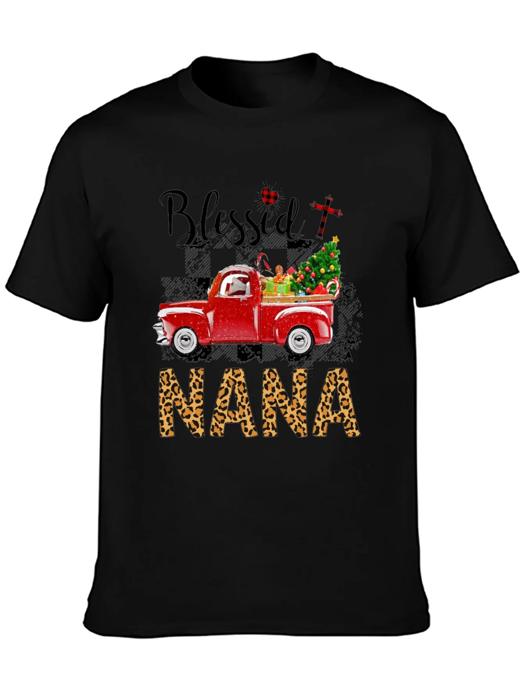 Blessed Nana Leopard Print Christmas Truck T-Shirt