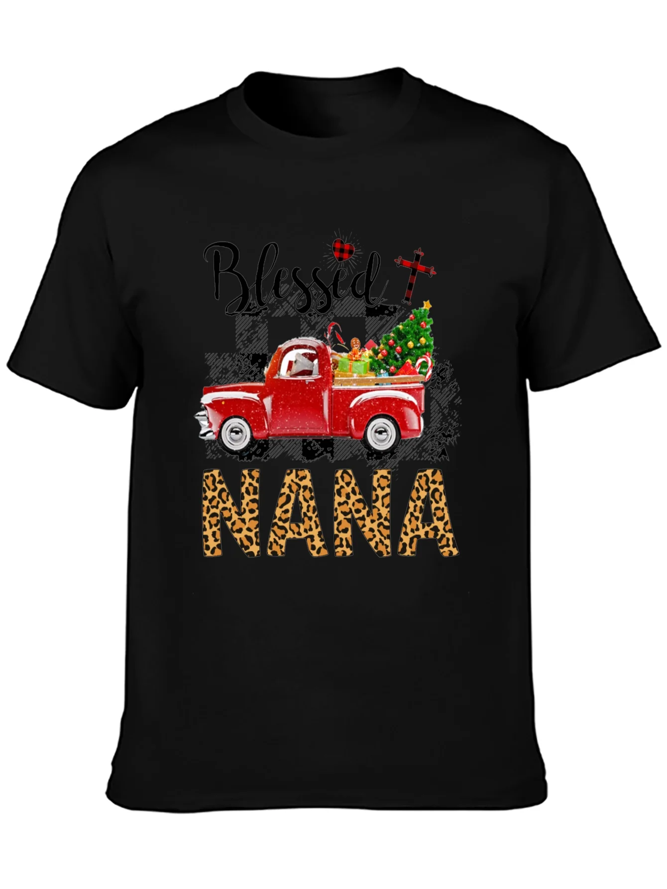 Blessed Nana Leopard Print Christmas Truck T-Shirt