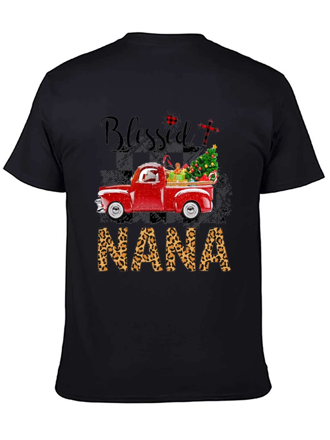 Blessed Nana Leopard Print Christmas Truck T-Shirt