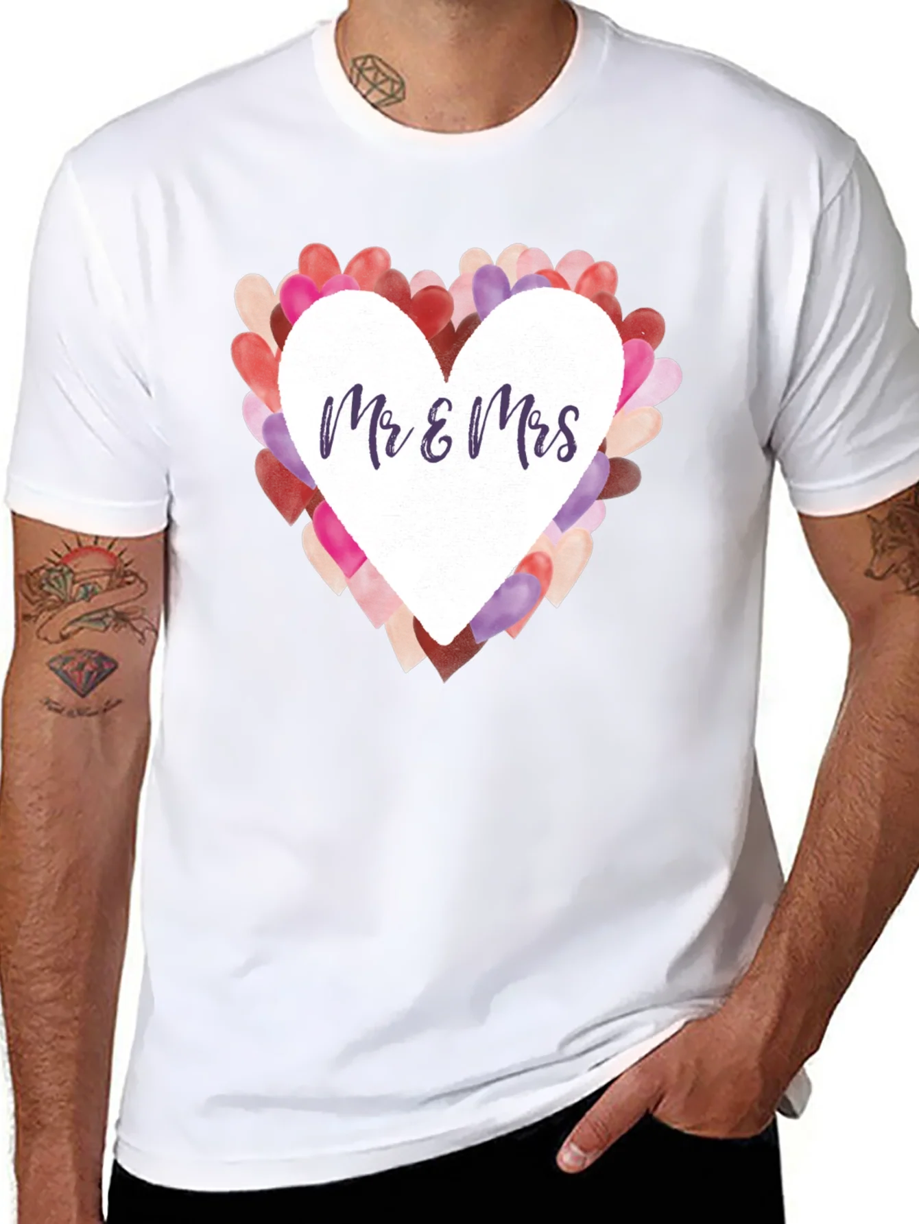 Mr. & Mrs. Heart Graphic Tee - Wedding Anniversary Gift