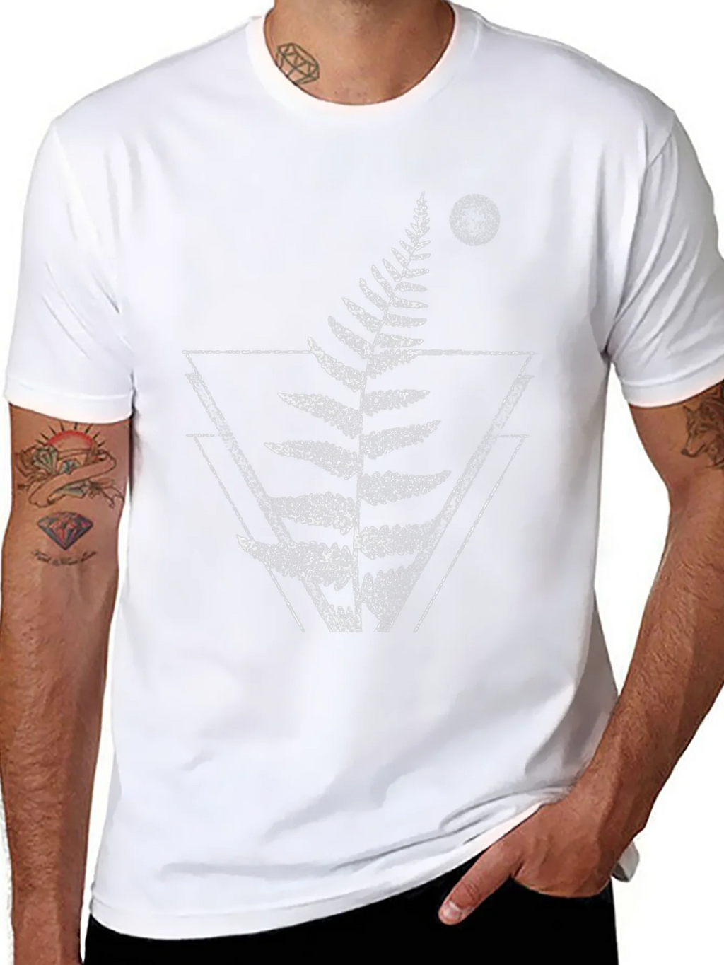 Geometric Fern Graphic Black T-Shirt