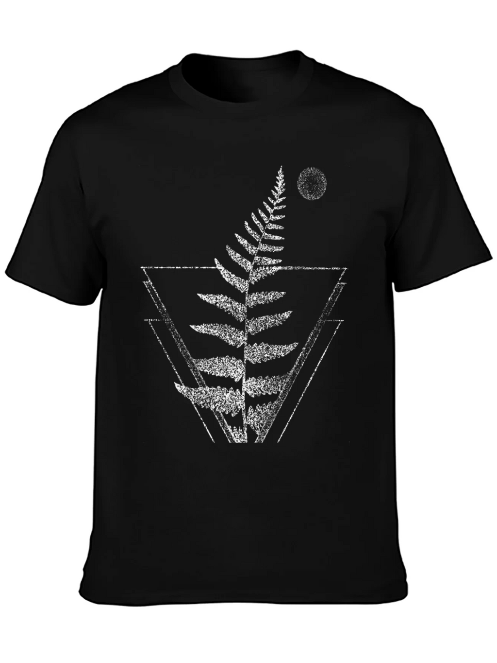 Geometric Fern Graphic Black T-Shirt