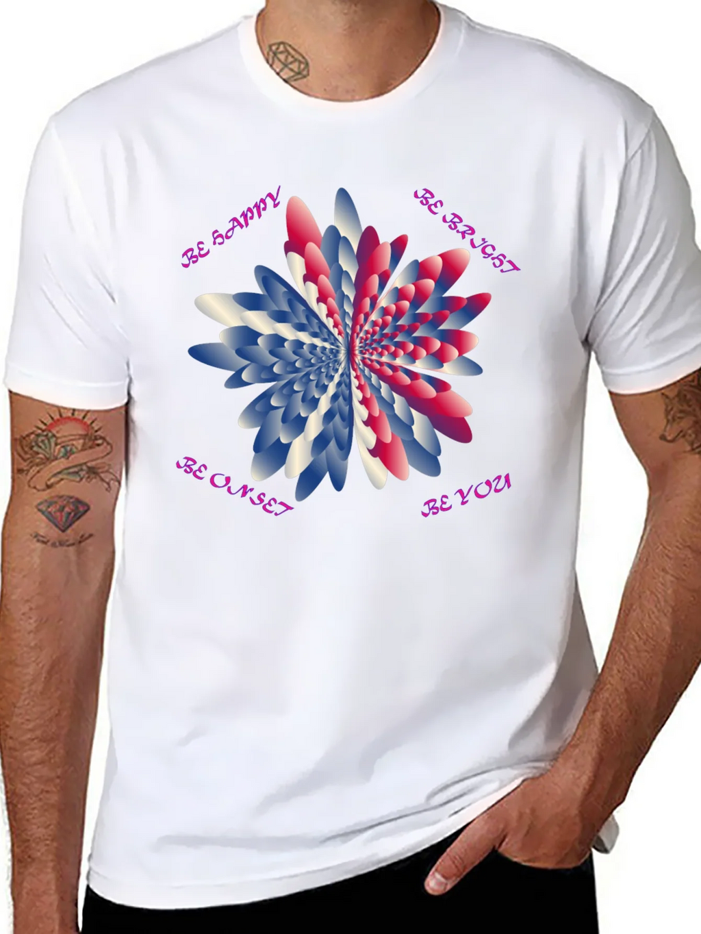 Be Happy Graphic T-Shirt - Unique Floral Design