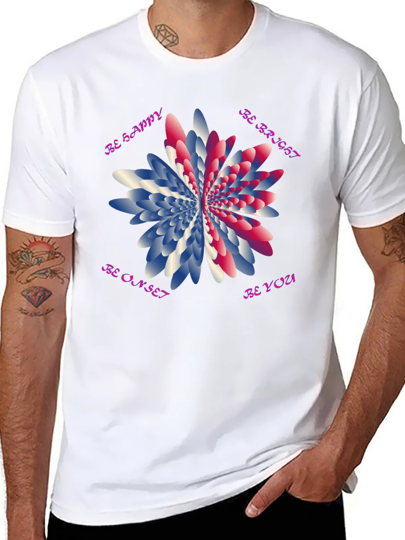 Be Happy Graphic T-Shirt - Unique Floral Design