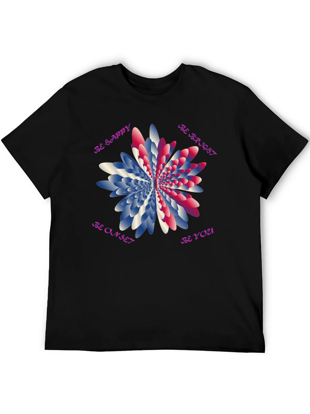Be Happy Graphic T-Shirt - Unique Floral Design