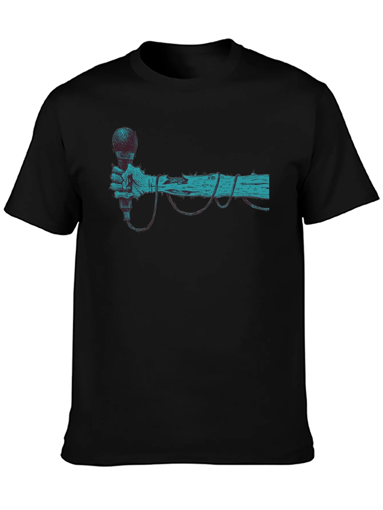 Retro Microphone Graphic Tee - Black