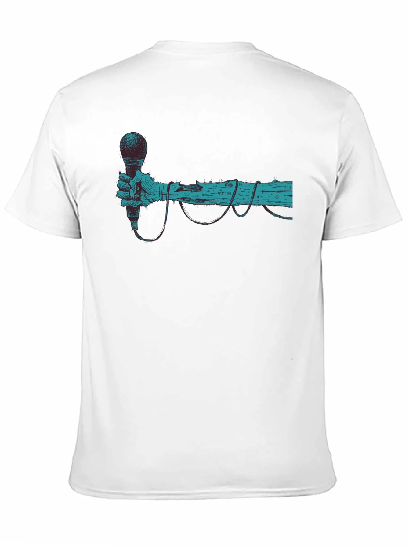 Retro Microphone Graphic Tee - Black