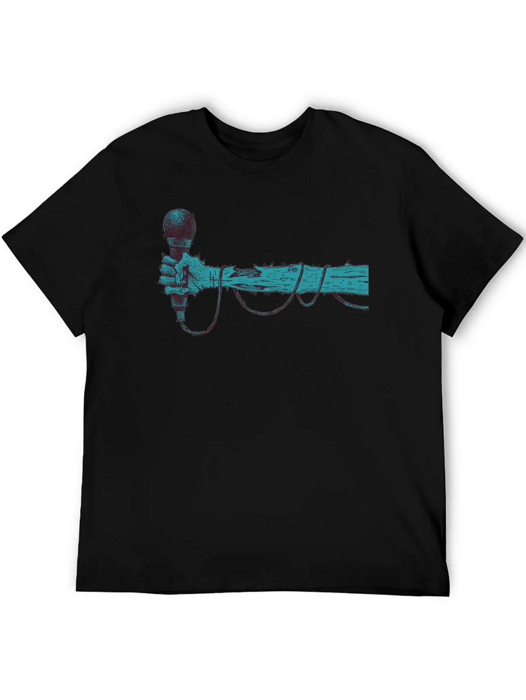 Retro Microphone Graphic Tee - Black
