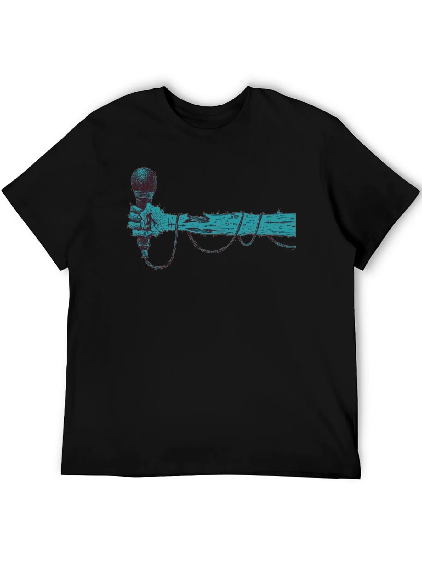 Retro Microphone Graphic Tee - Black