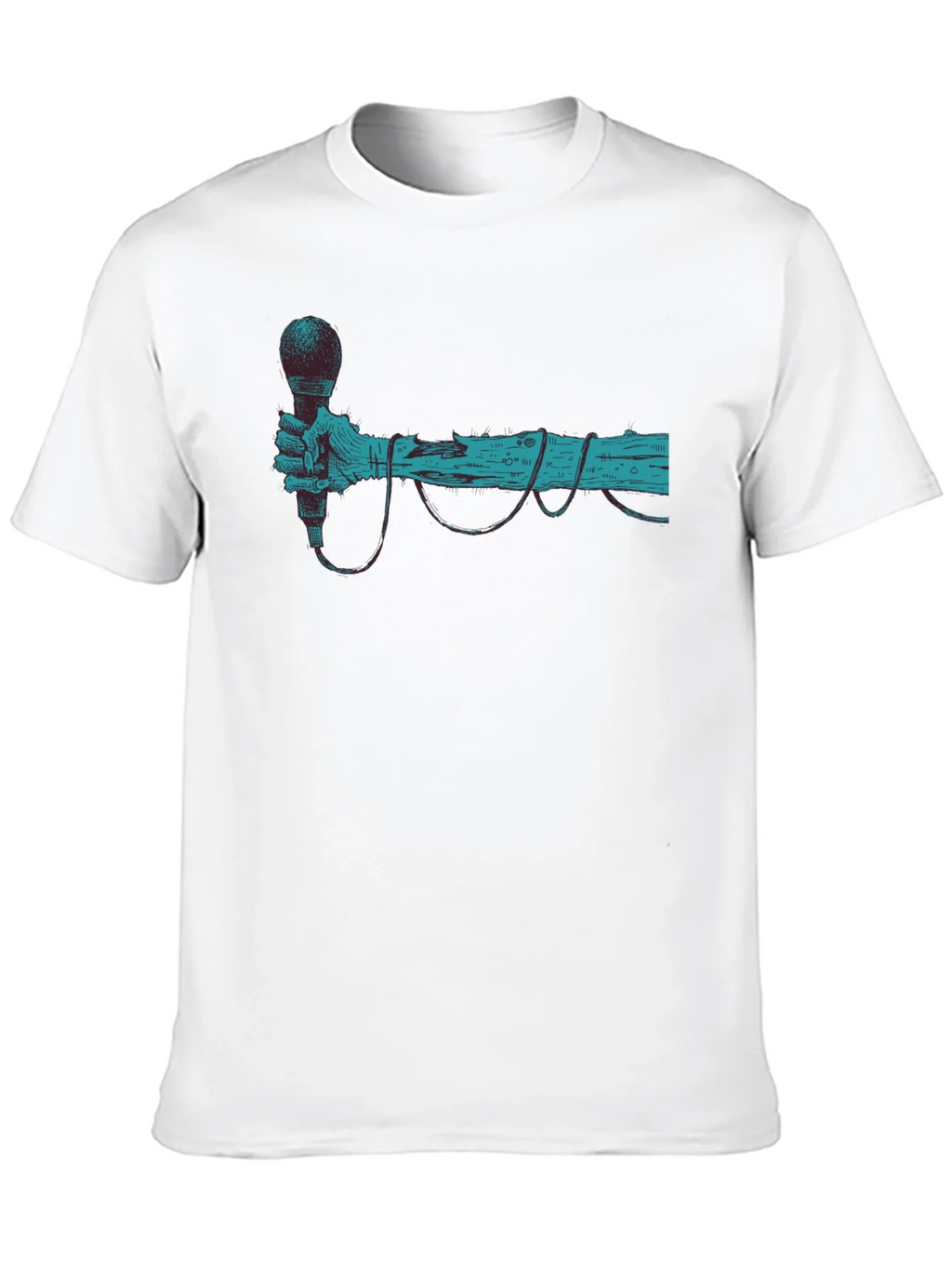 Retro Microphone Graphic Tee - Black