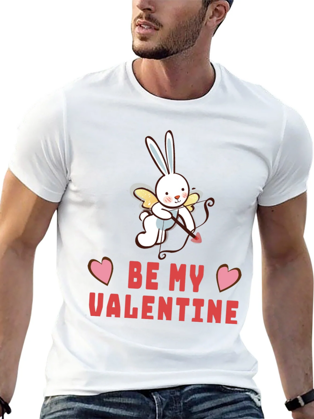 Be My Valentine T-Shirt - Cupid Bunny Design