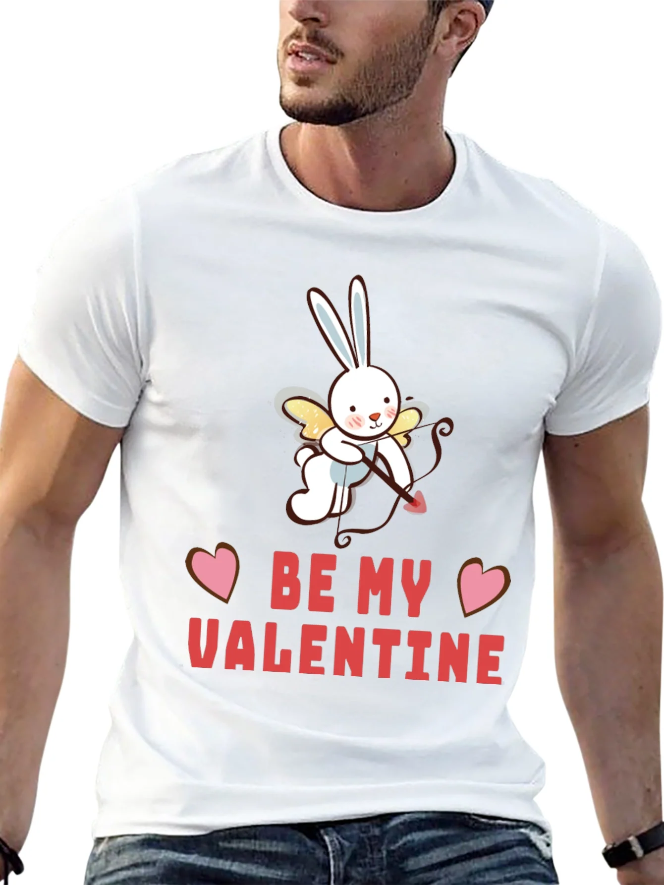 Be My Valentine T-Shirt - Cupid Bunny Design
