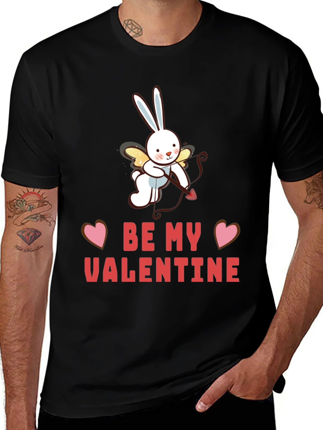 Be My Valentine T-Shirt - Cupid Bunny Design