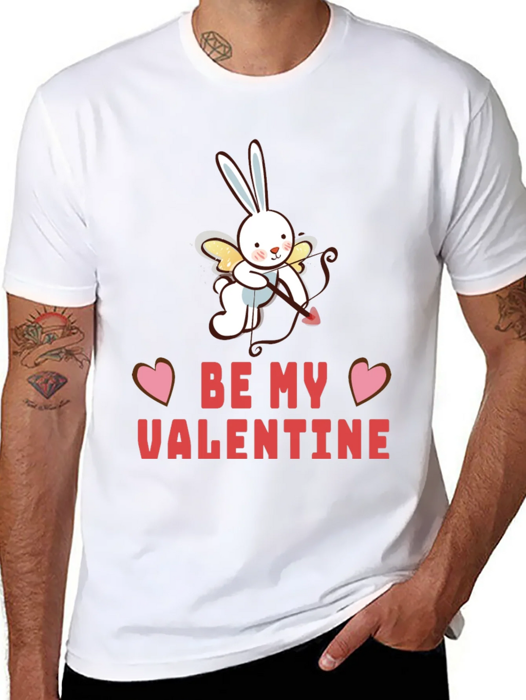 Be My Valentine T-Shirt - Cupid Bunny Design