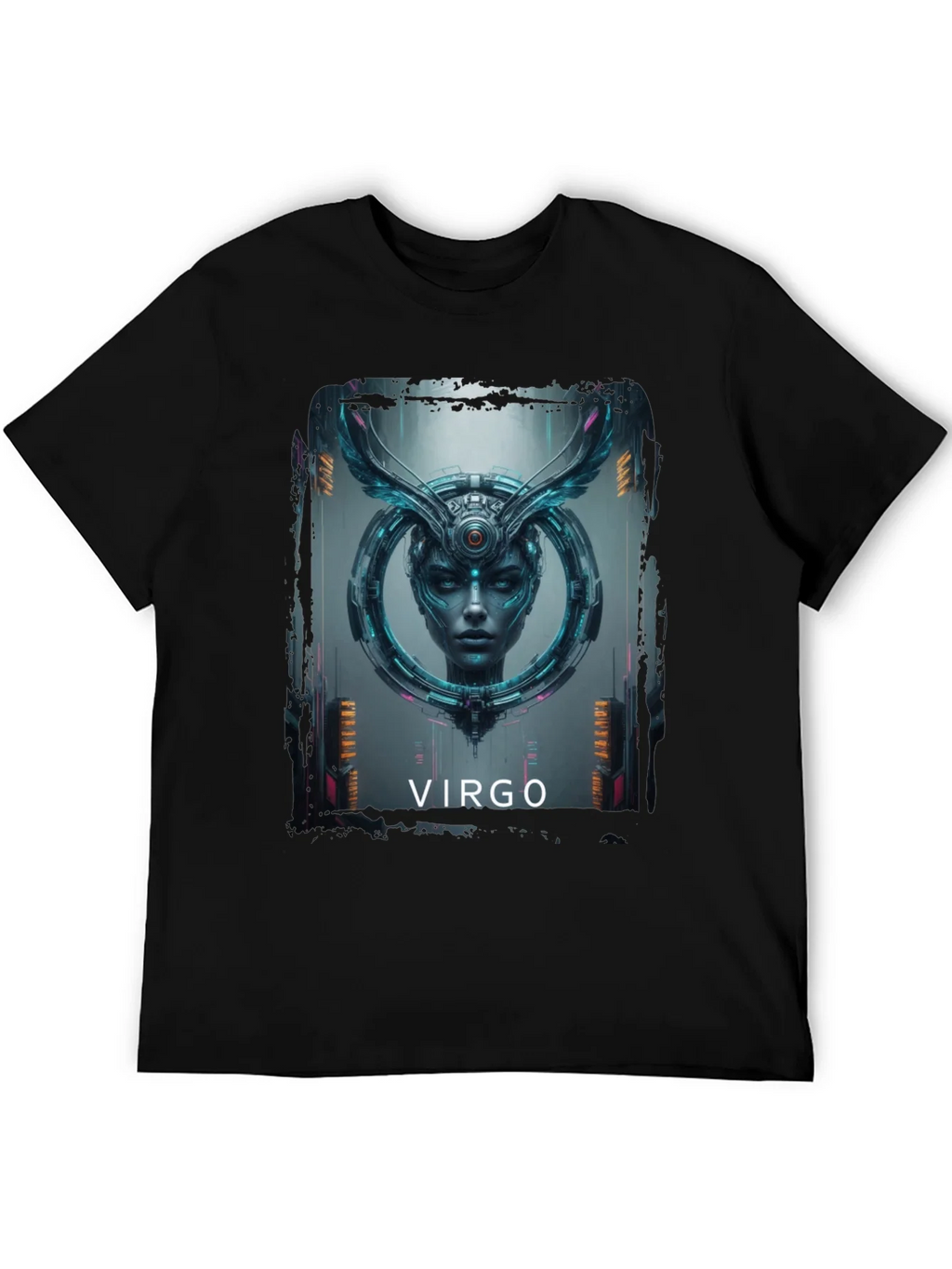Virgo Zodiac Graphic Print Black T-Shirt