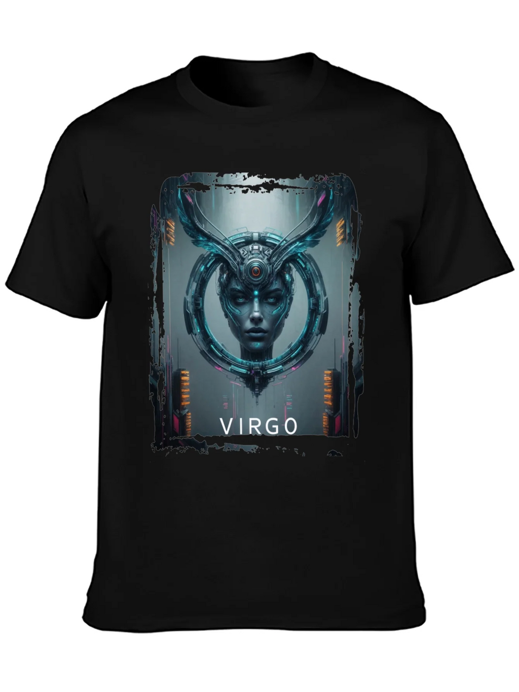 Virgo Zodiac Graphic Print Black T-Shirt