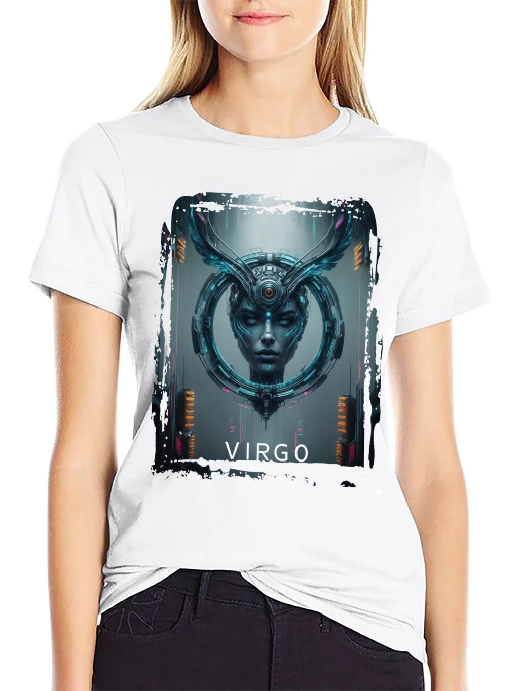 Virgo Zodiac Graphic Print Black T-Shirt