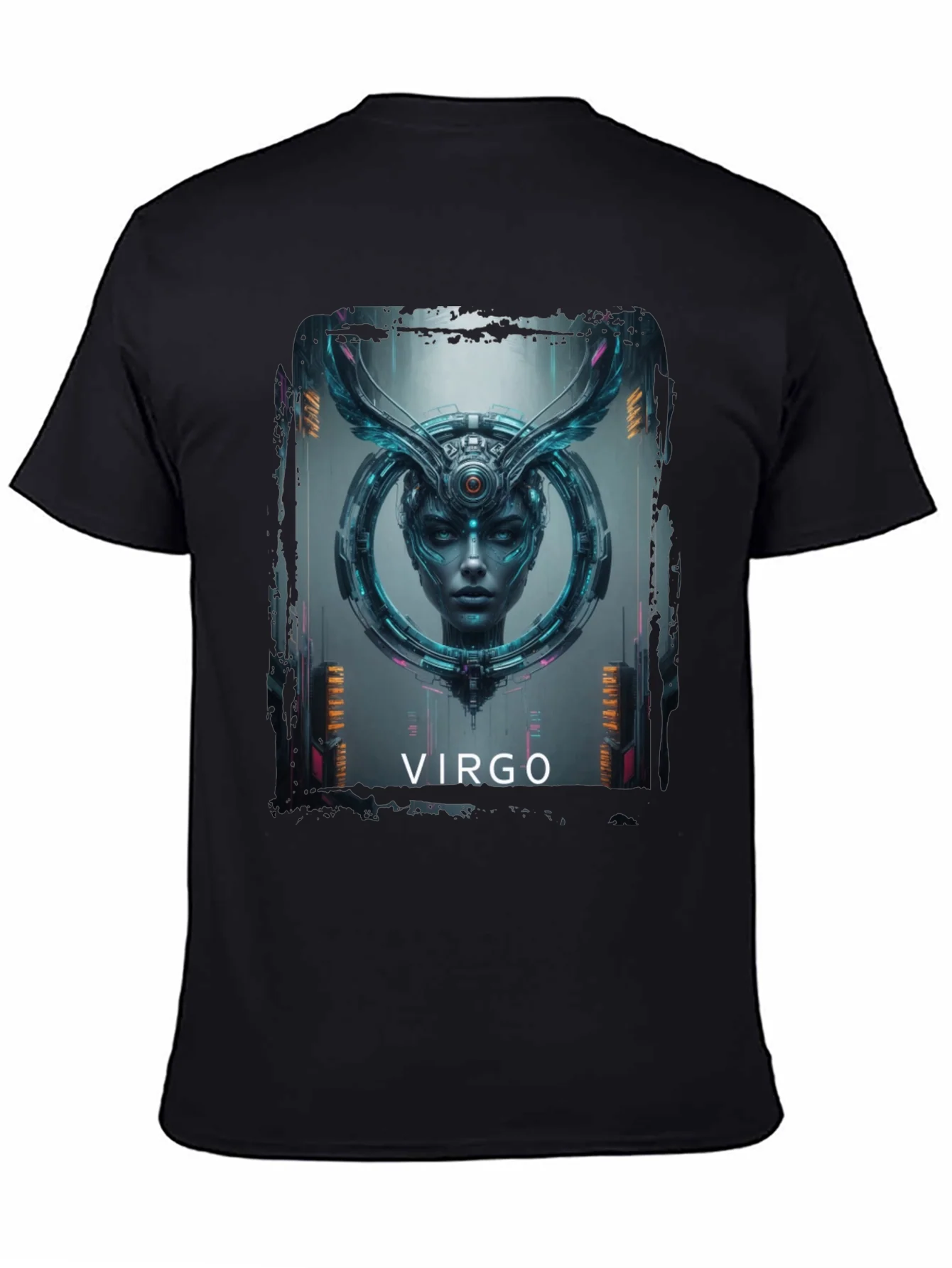 Virgo Zodiac Graphic Print Black T-Shirt