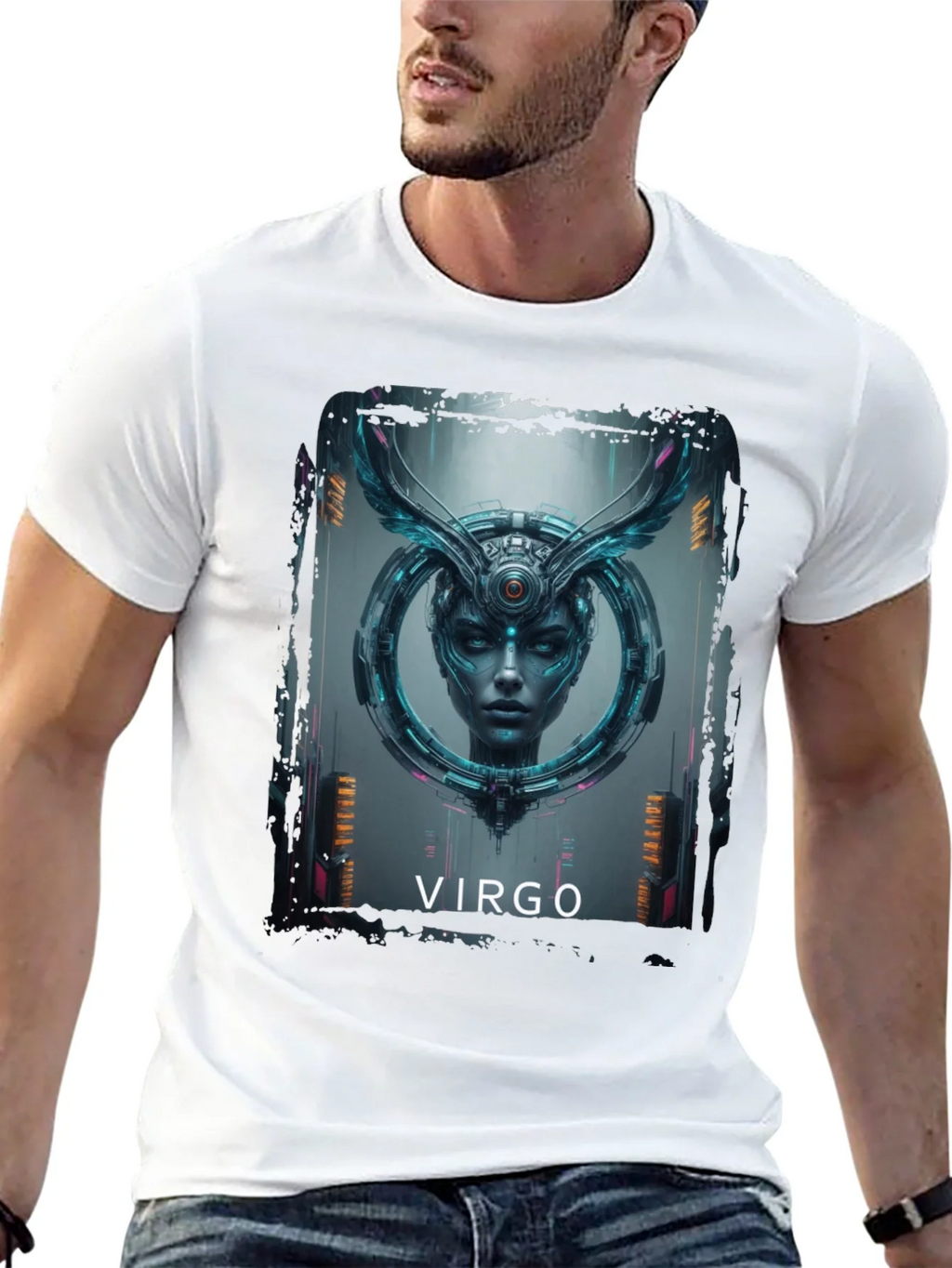 Virgo Zodiac Graphic Print Black T-Shirt
