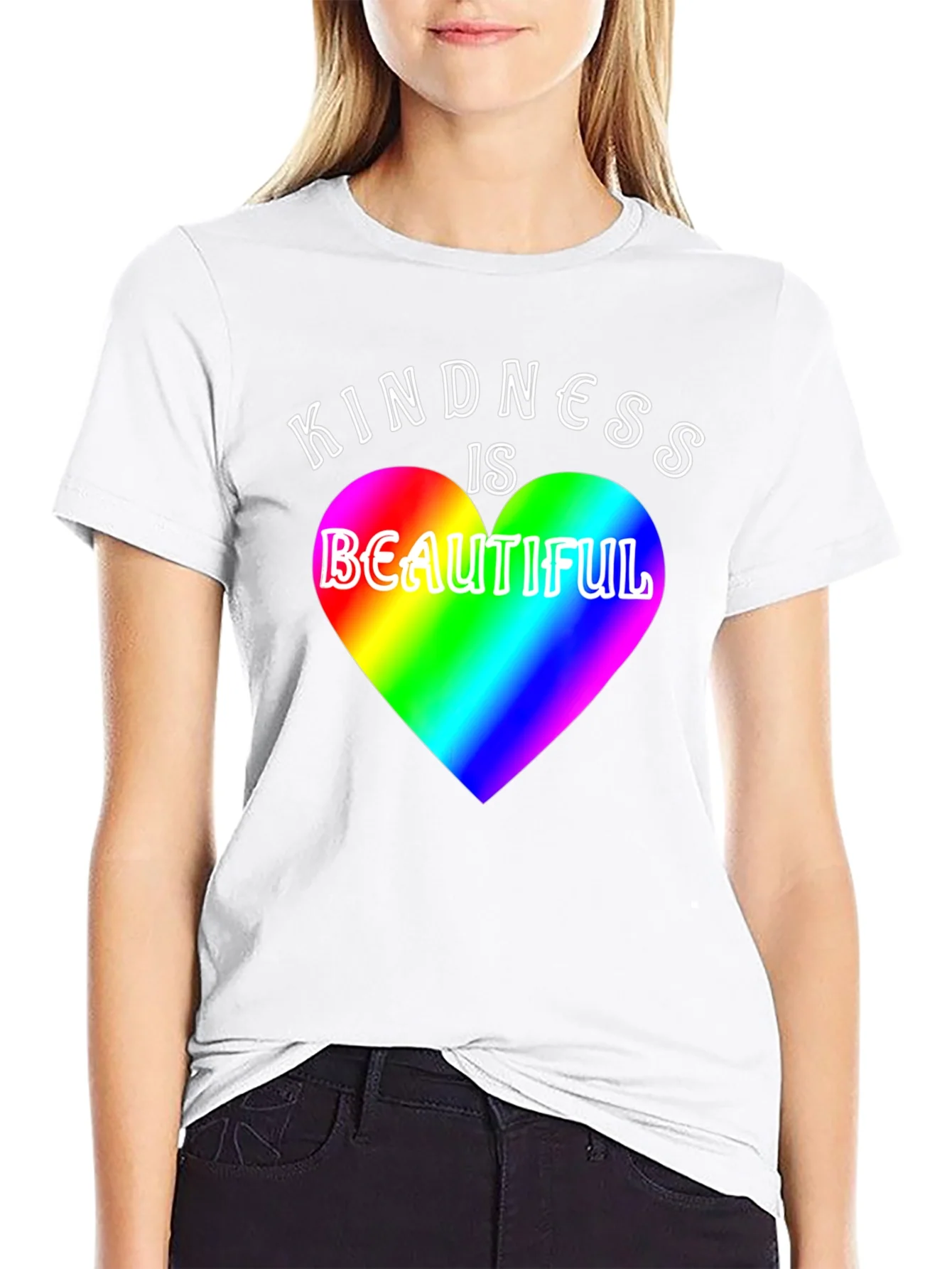 Kindness is Beautiful Rainbow Heart T-Shirt