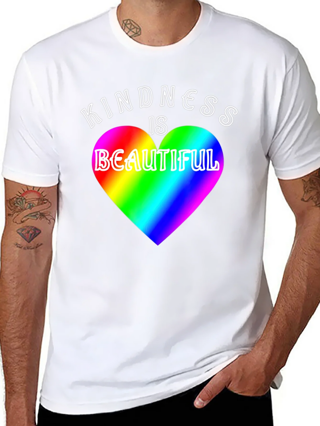 Kindness is Beautiful Rainbow Heart T-Shirt