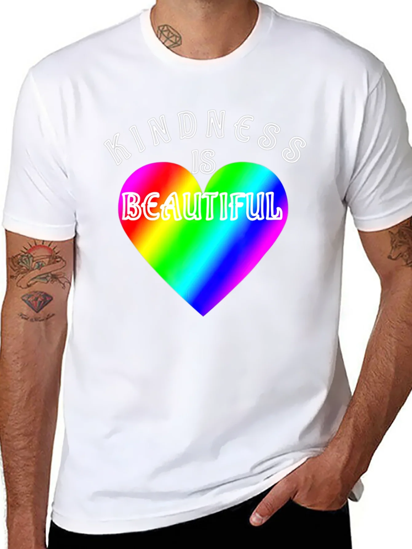Kindness is Beautiful Rainbow Heart T-Shirt