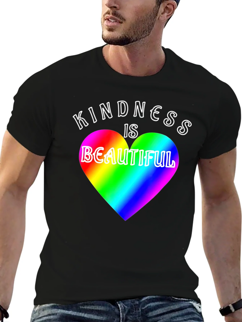 Kindness is Beautiful Rainbow Heart T-Shirt