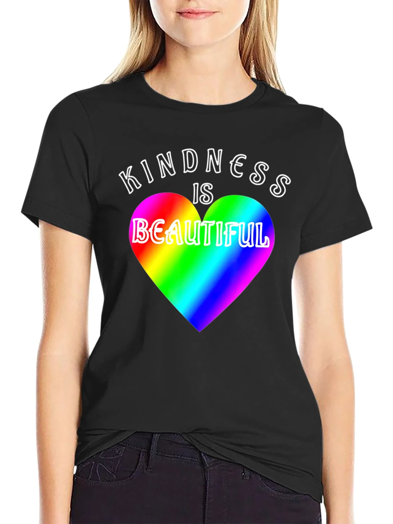 Kindness is Beautiful Rainbow Heart T-Shirt