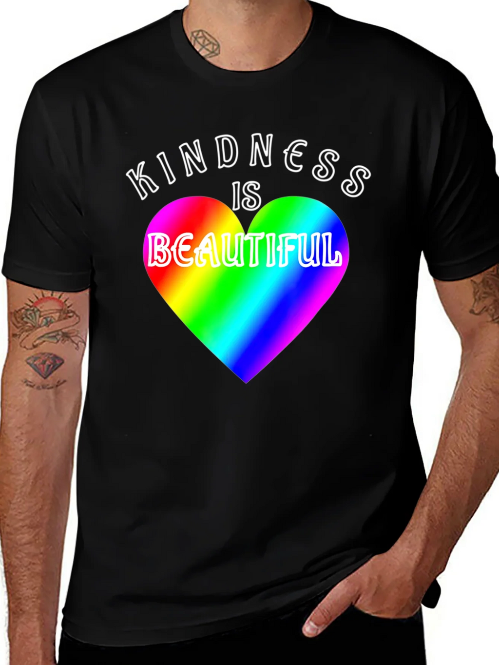 Kindness is Beautiful Rainbow Heart T-Shirt
