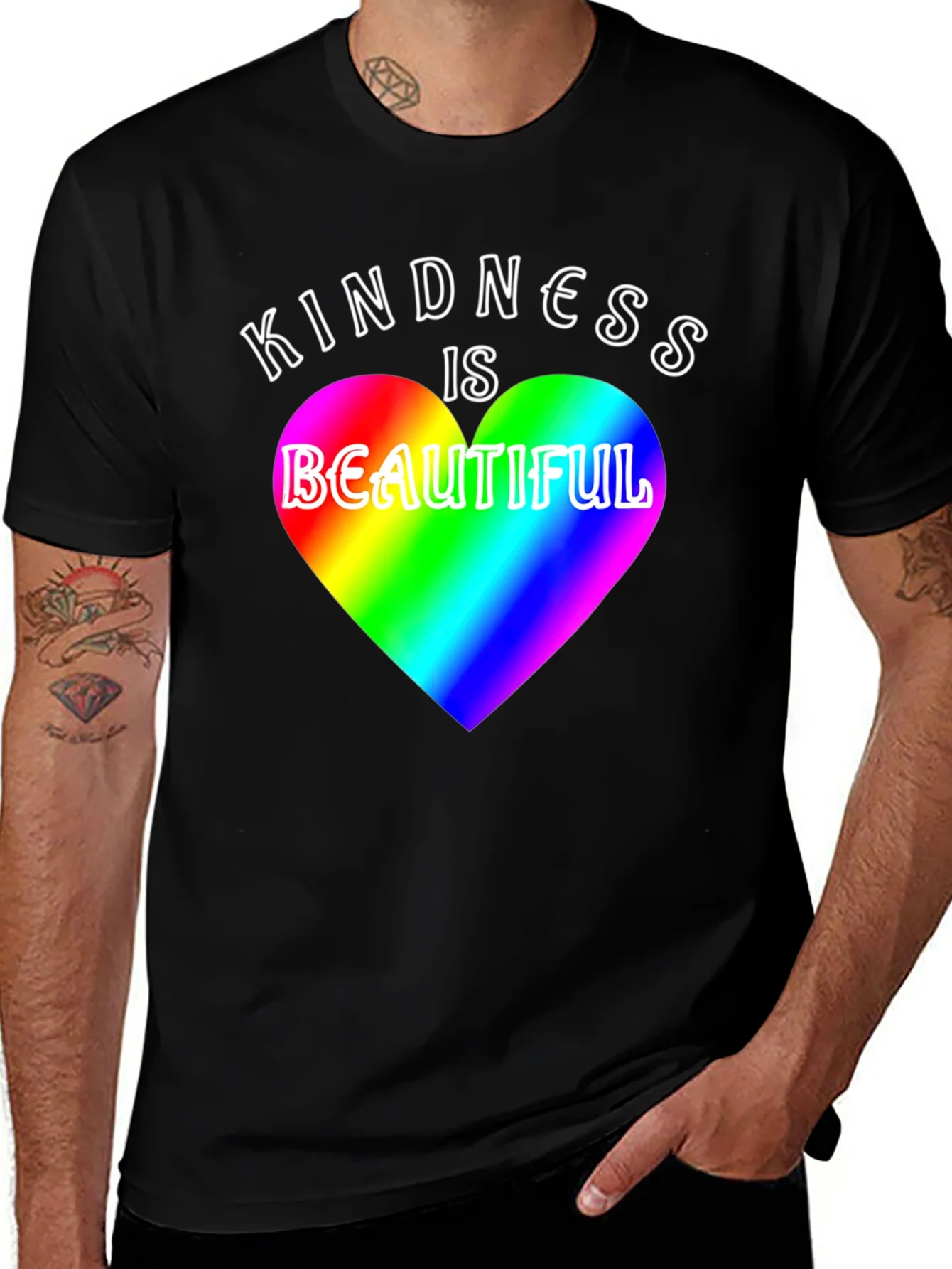 Kindness is Beautiful Rainbow Heart T-Shirt