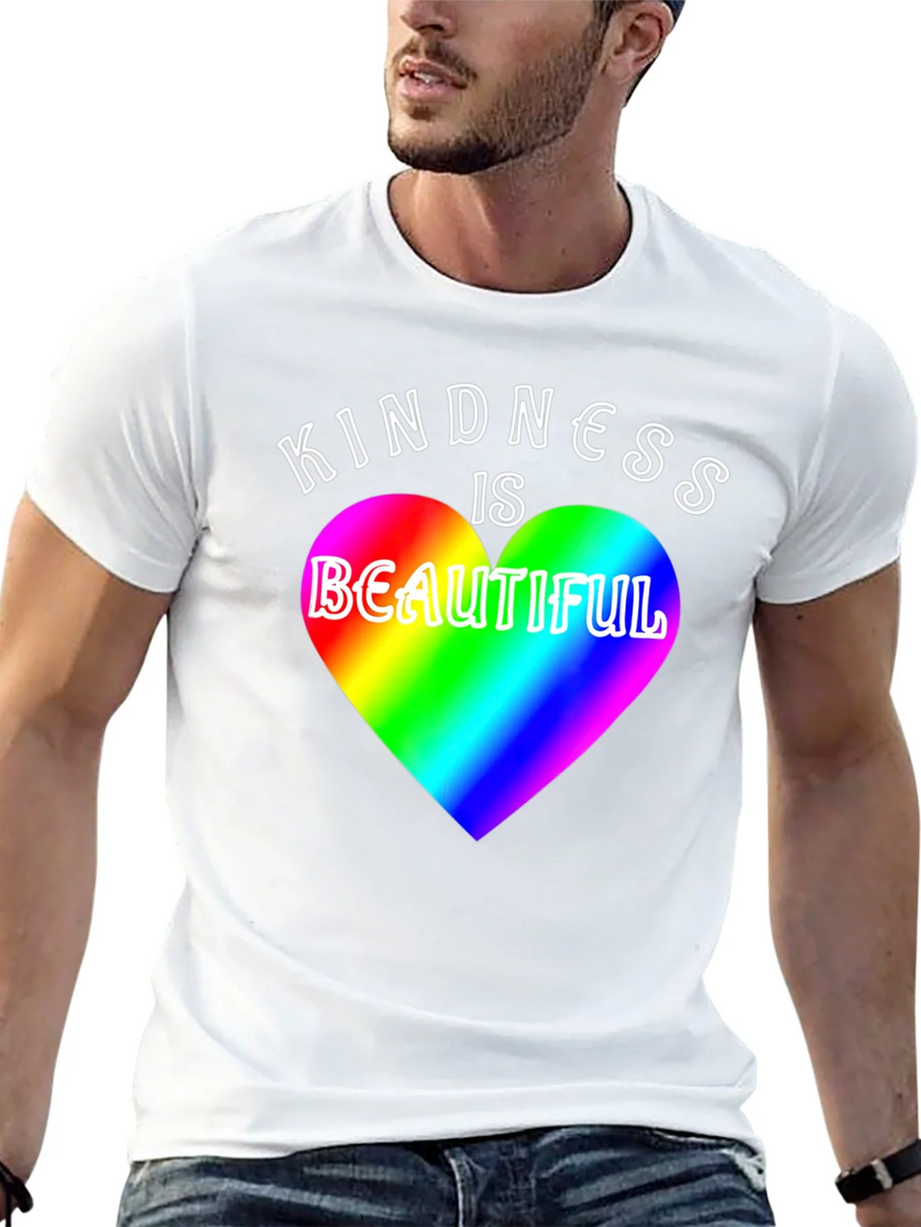 Kindness is Beautiful Rainbow Heart T-Shirt