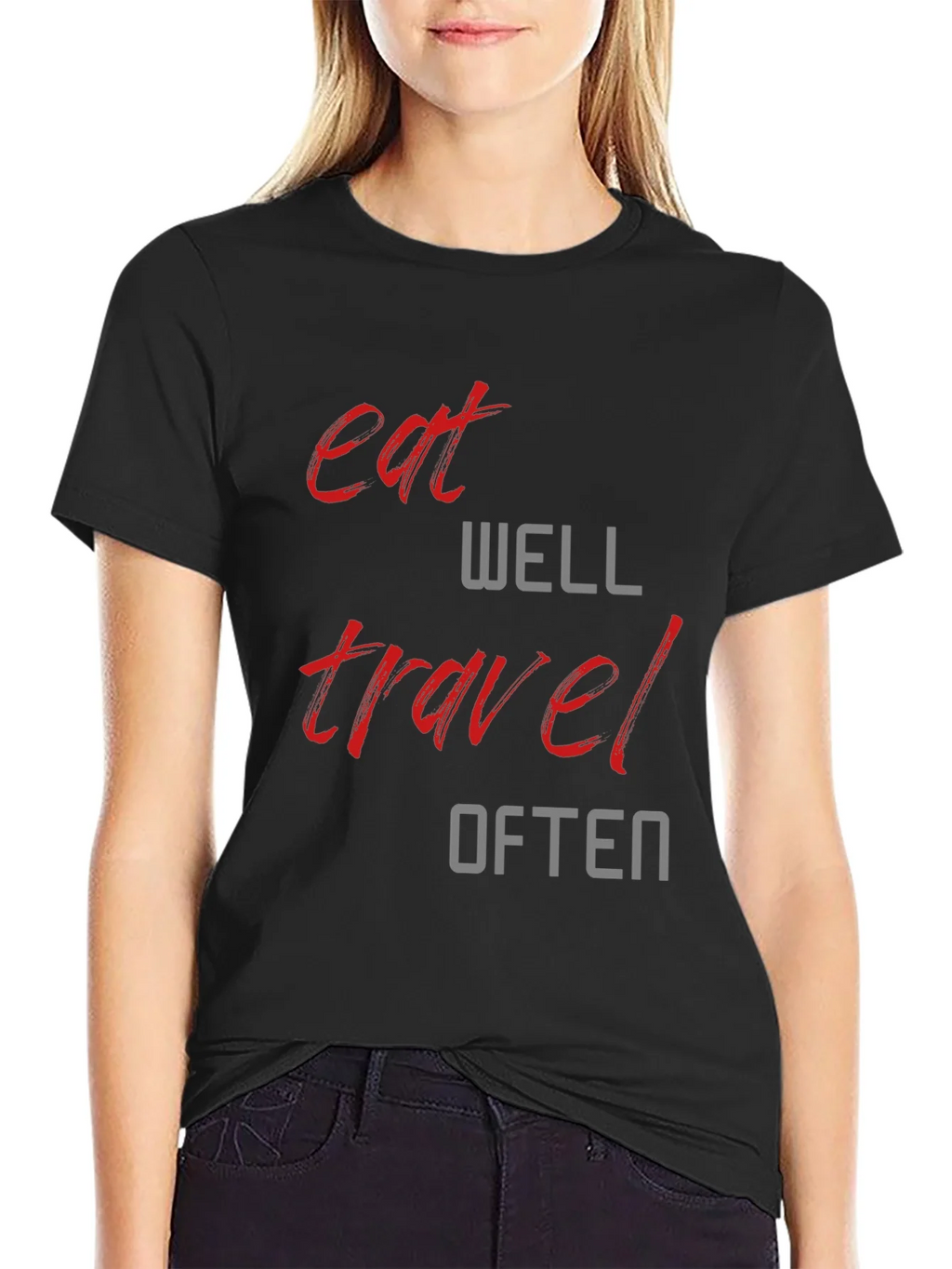 Eat Well Travel Often Graphic Tee - Black T-Shirt