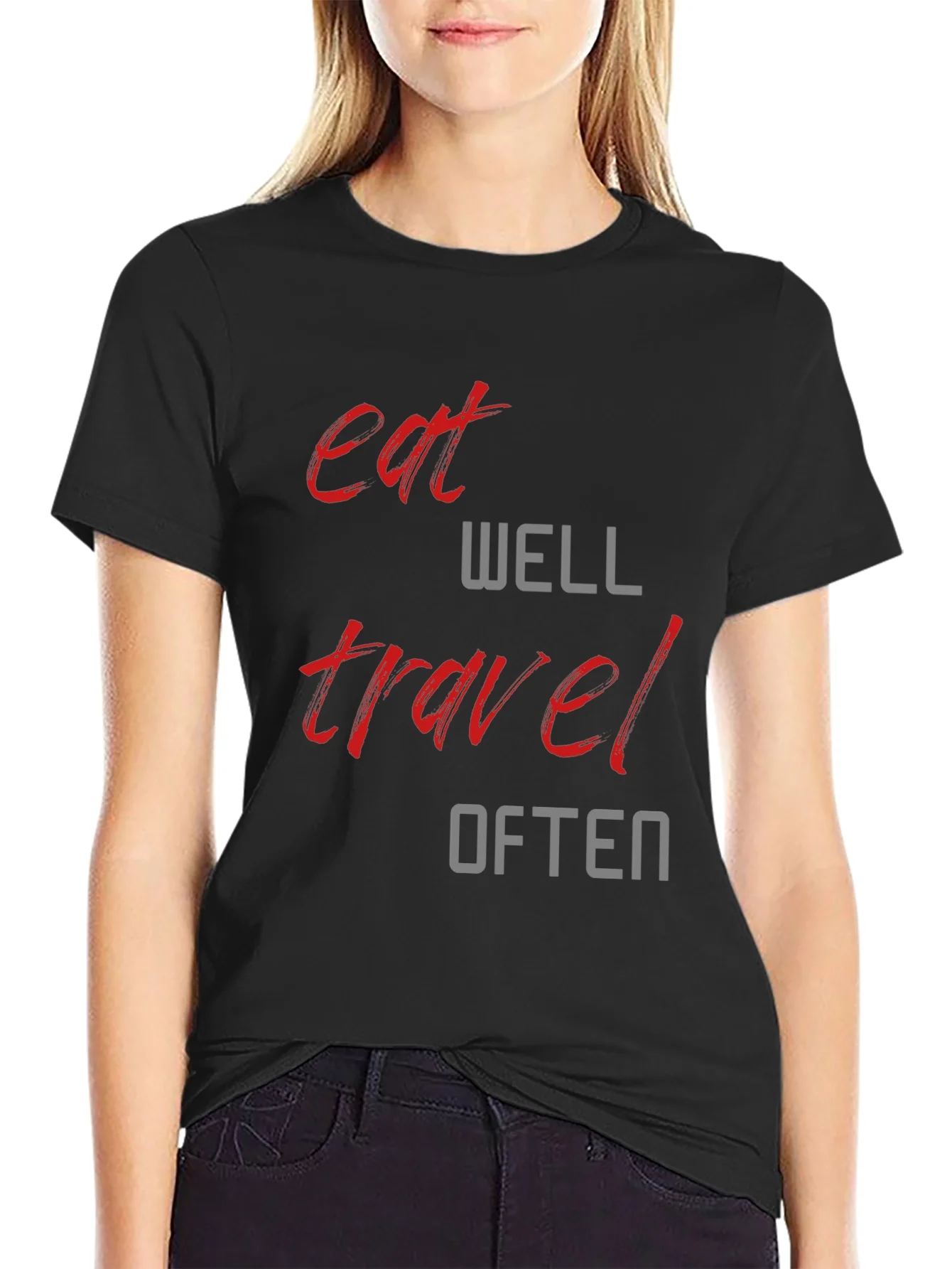Eat Well Travel Often Graphic Tee - Black T-Shirt