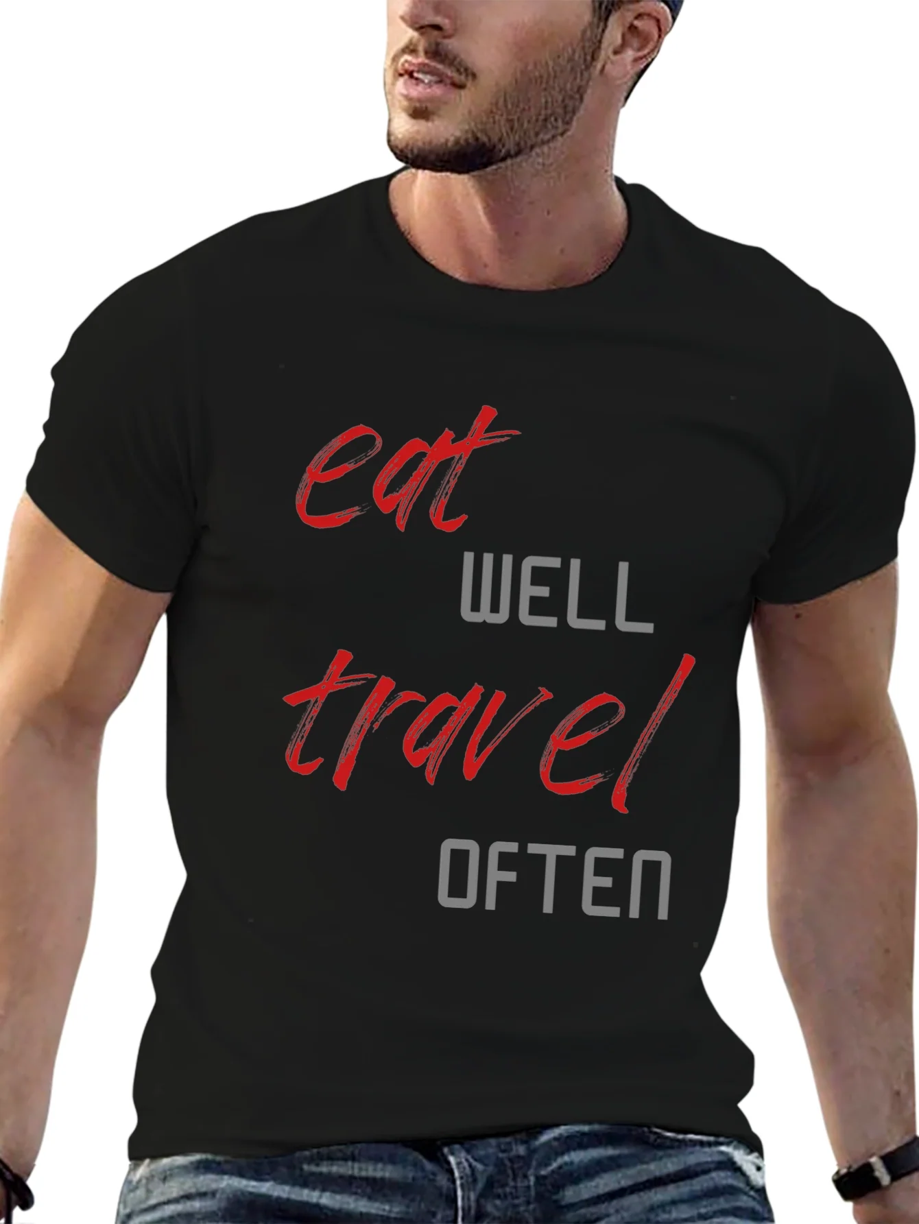 Eat Well Travel Often Graphic Tee - Black T-Shirt
