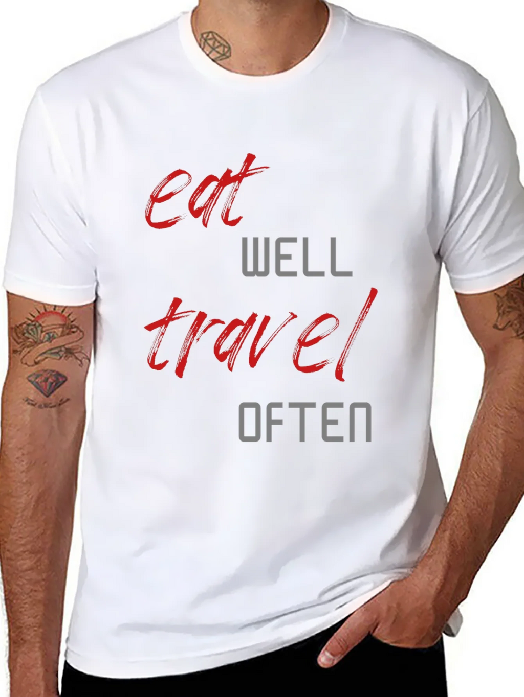 Eat Well Travel Often Graphic Tee - Black T-Shirt