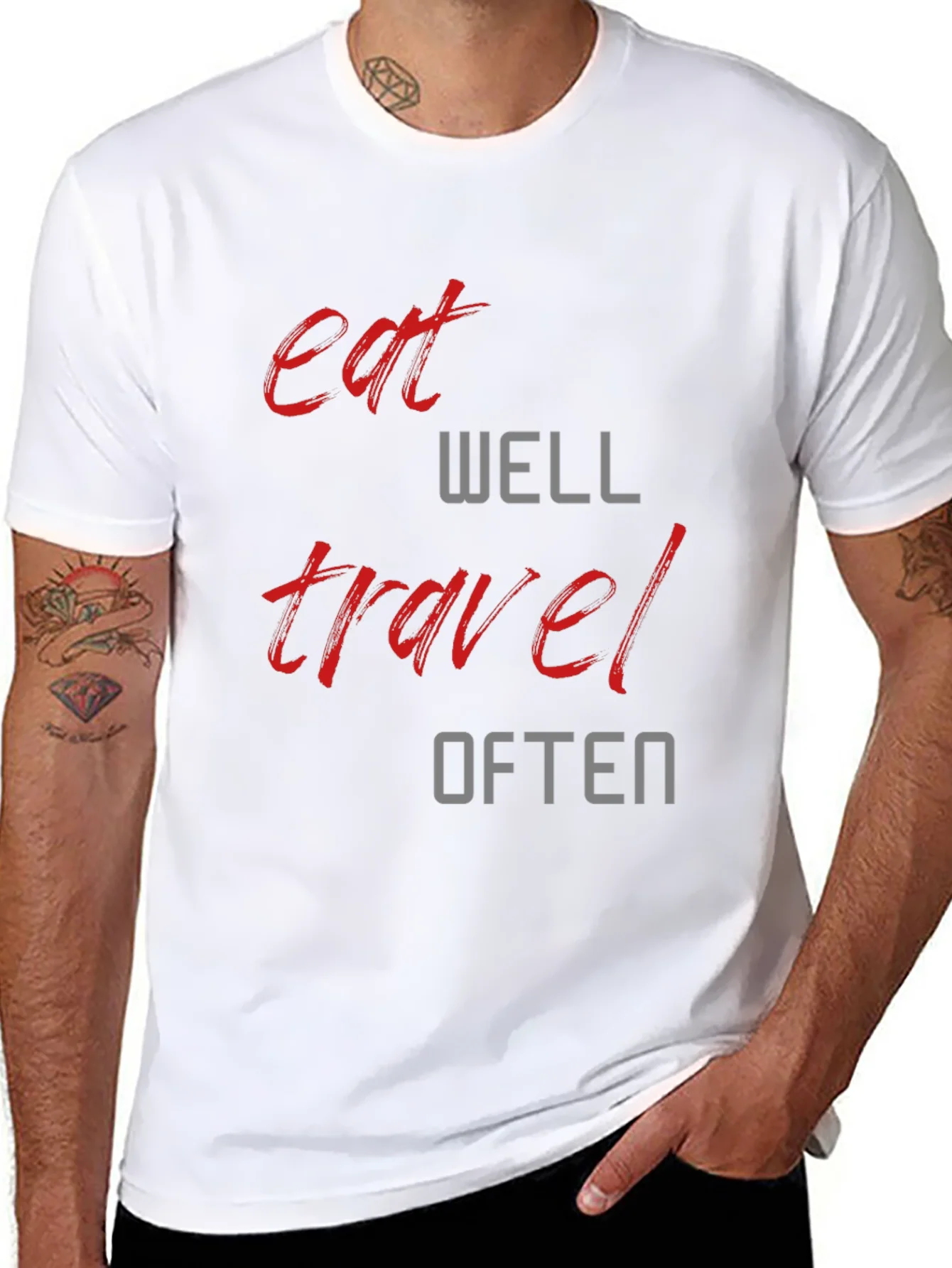 Eat Well Travel Often Graphic Tee - Black T-Shirt