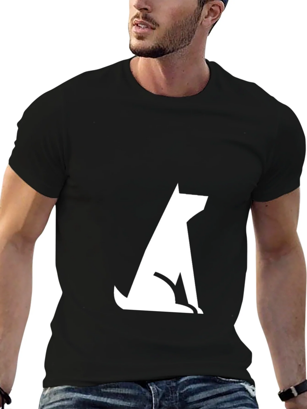 Modern Dog Silhouette Tee - Black