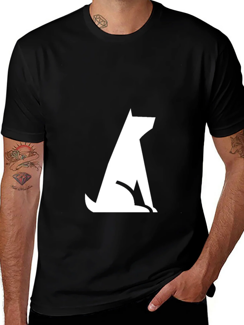 Modern Dog Silhouette Tee - Black