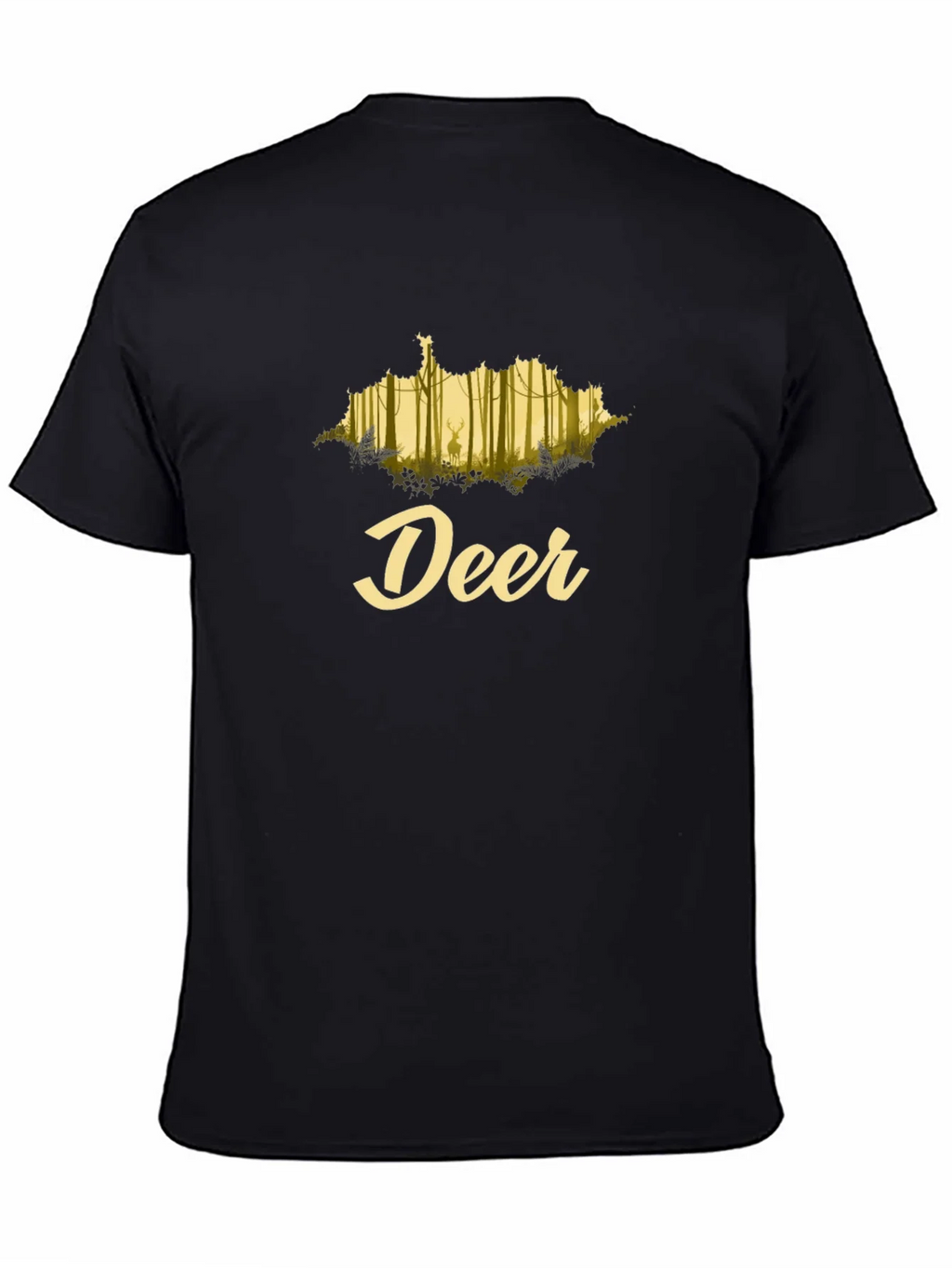 Deer Forest Graphic Black T-Shirt
