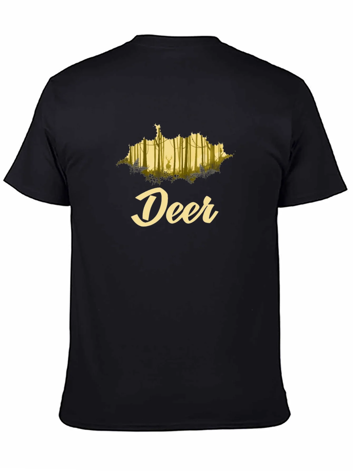 Deer Forest Graphic Black T-Shirt