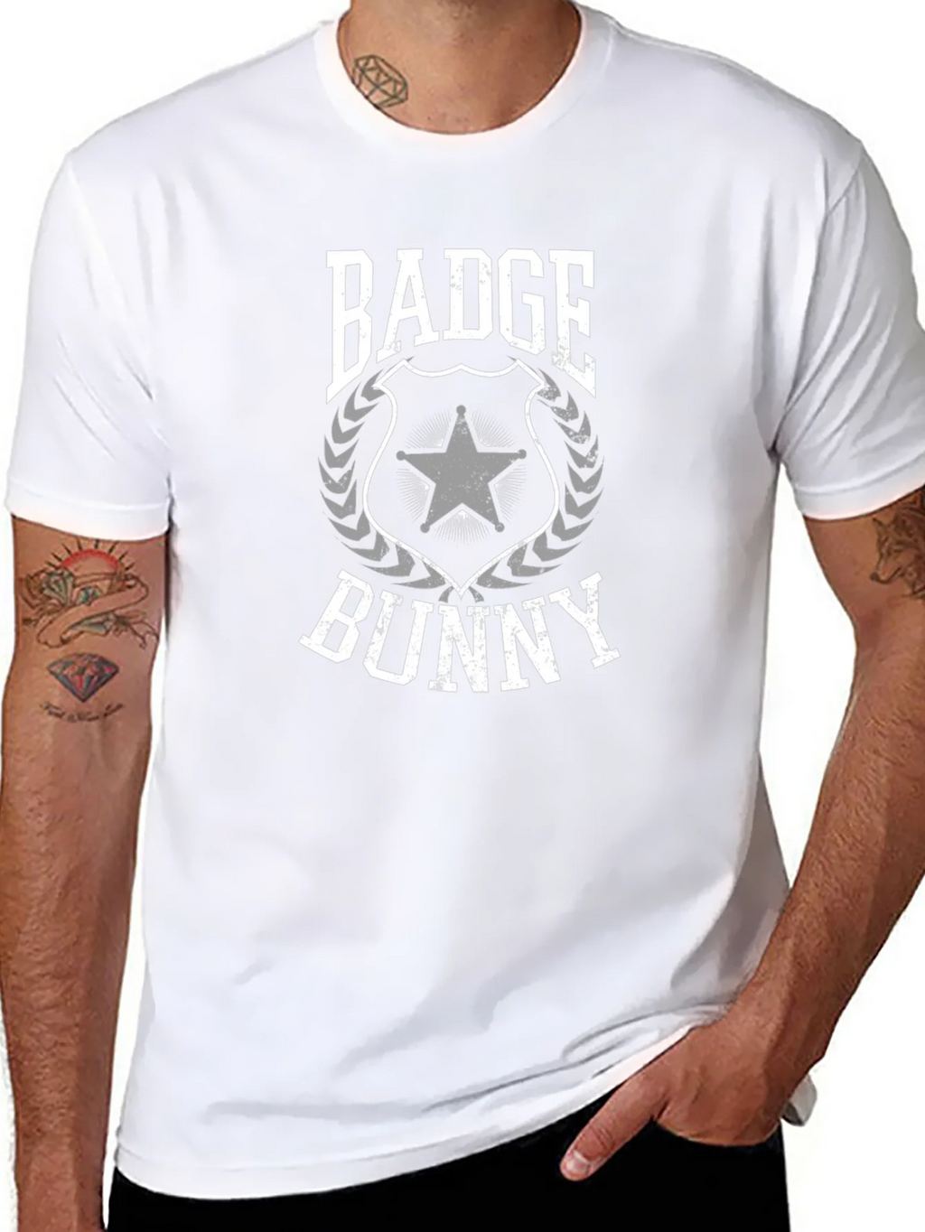 Badge Bunny Graphic T-Shirt - Black Crew Neck Tee