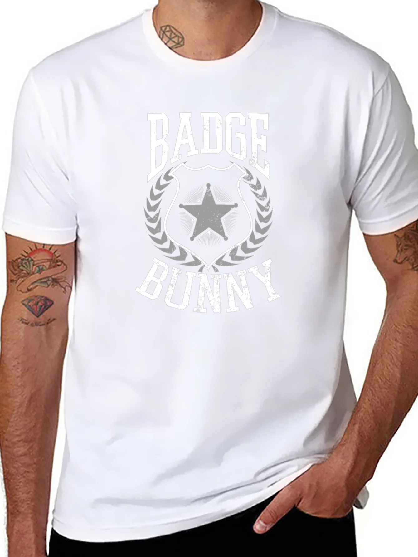 Badge Bunny Graphic T-Shirt - Black Crew Neck Tee
