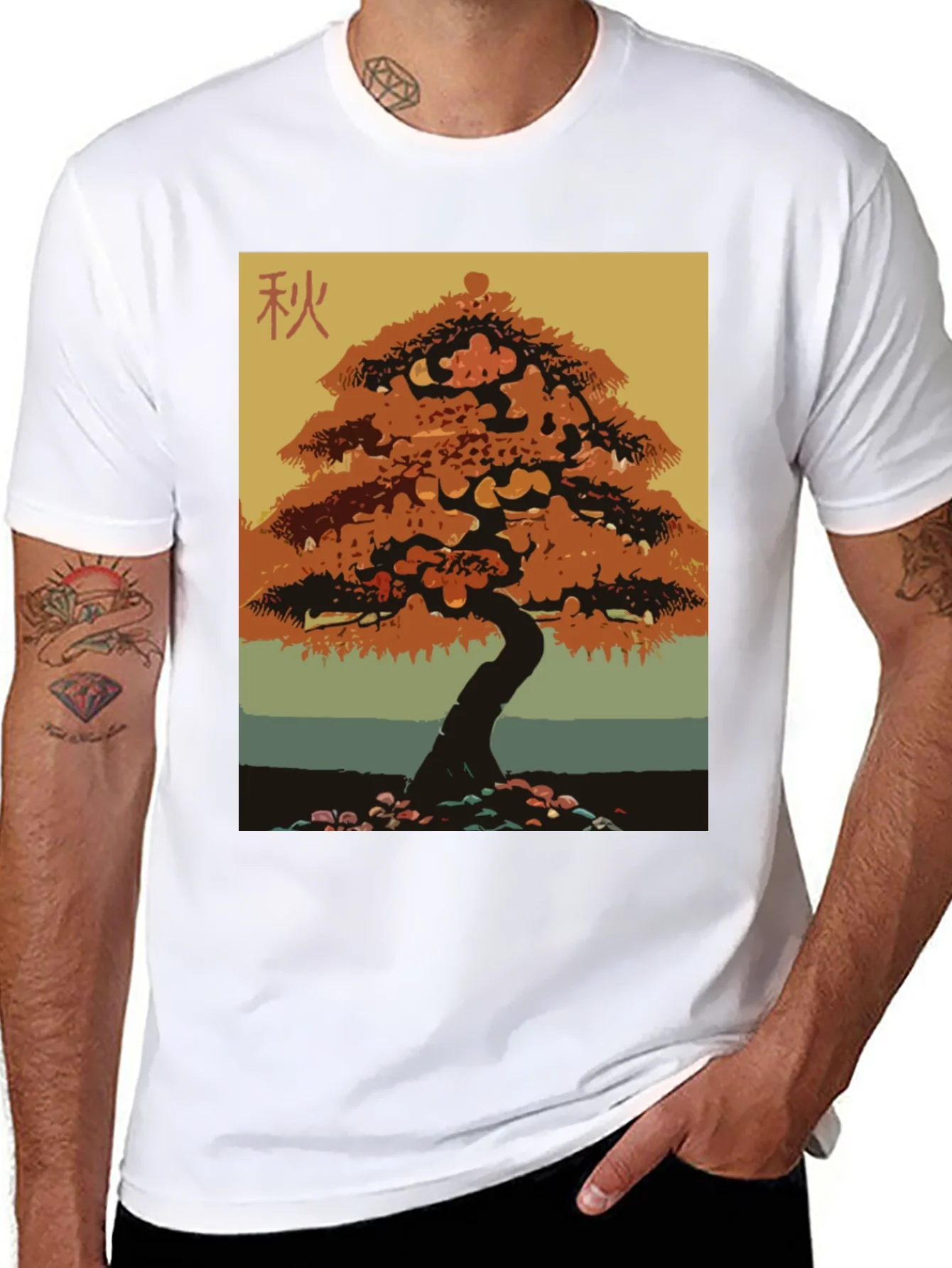 Autumn Bonsai Tree Graphic Tee - Stylish Nature Inspired Print