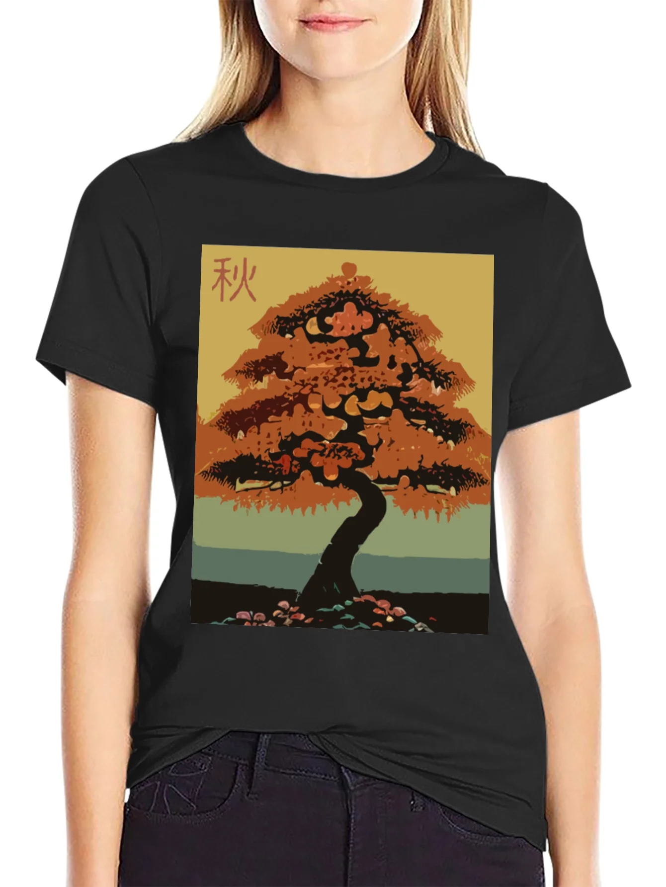 Autumn Bonsai Tree Graphic Tee - Stylish Nature Inspired Print
