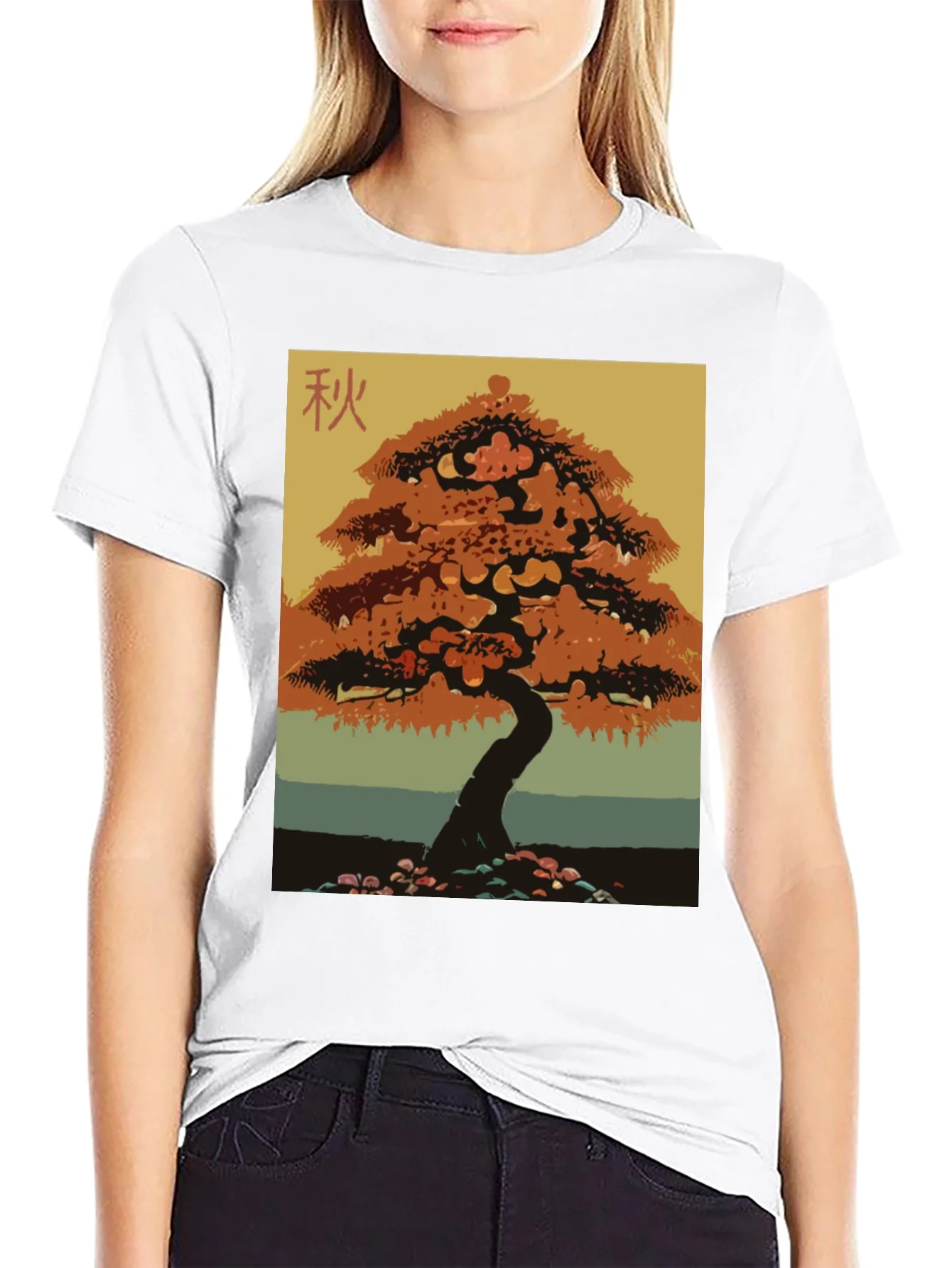 Autumn Bonsai Tree Graphic Tee - Stylish Nature Inspired Print