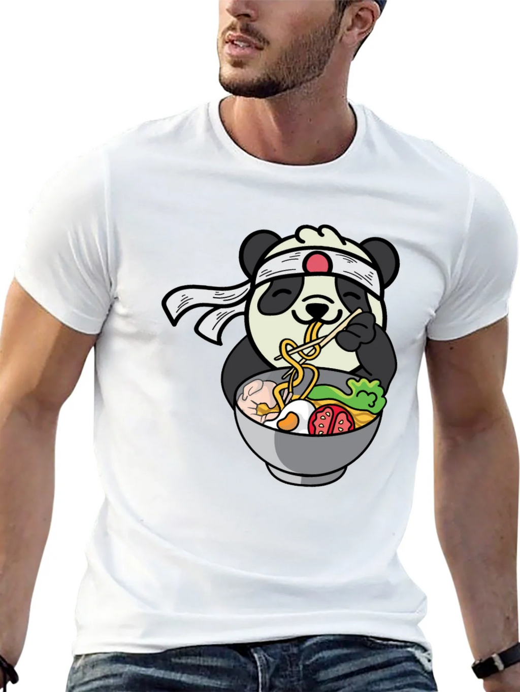 Panda Ramen Graphic T-Shirt - Cute Anime Food Tee