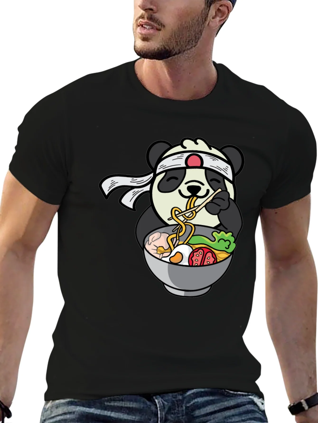 Panda Ramen Graphic T-Shirt - Cute Anime Food Tee