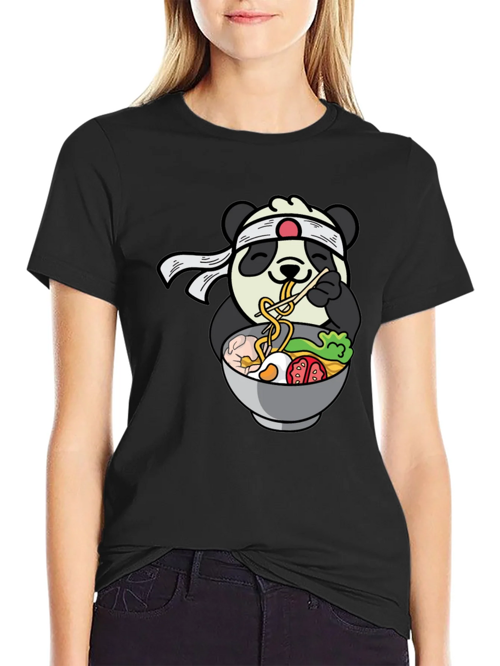Panda Ramen Graphic T-Shirt - Cute Anime Food Tee