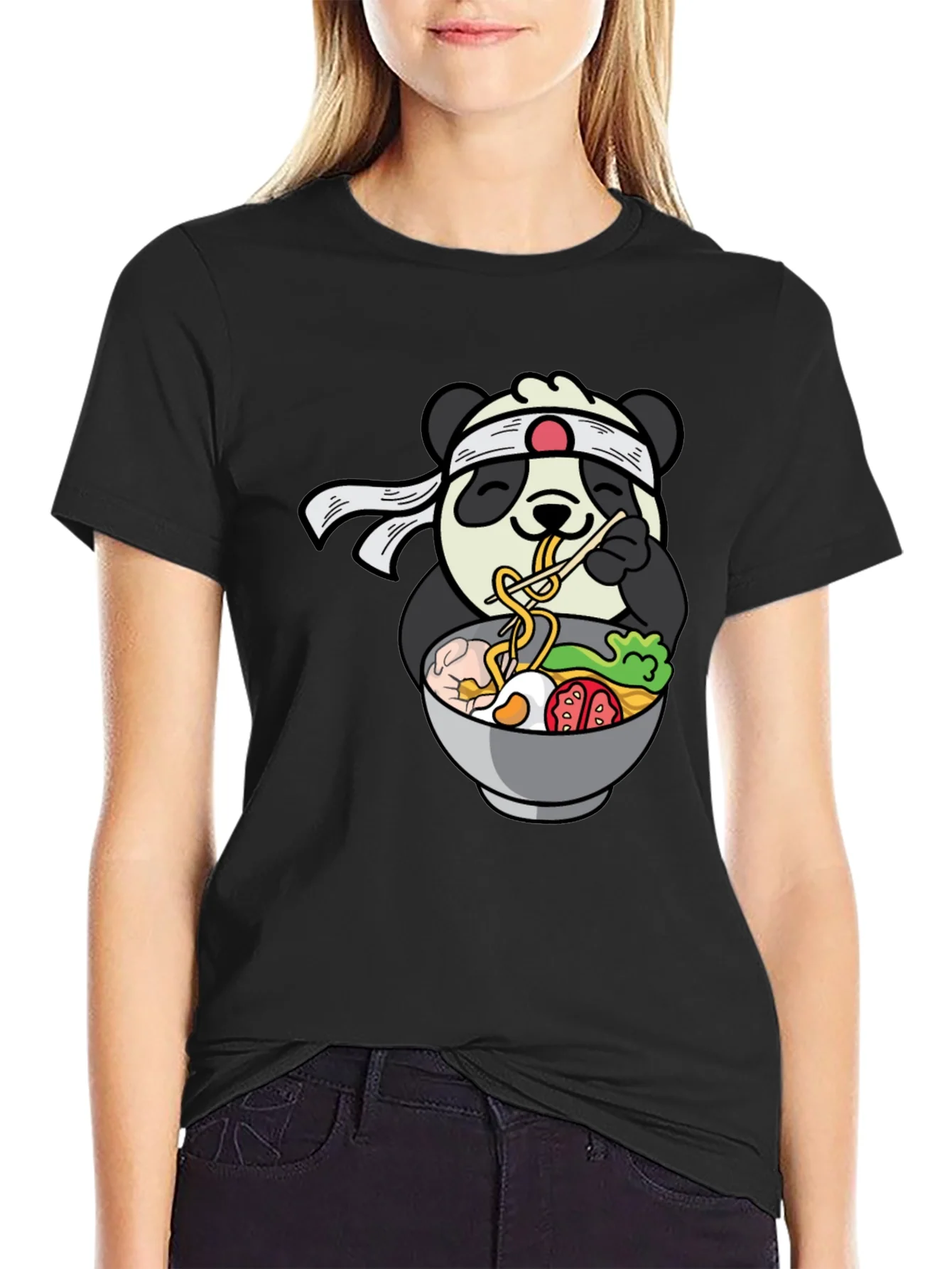 Panda Ramen Graphic T-Shirt - Cute Anime Food Tee